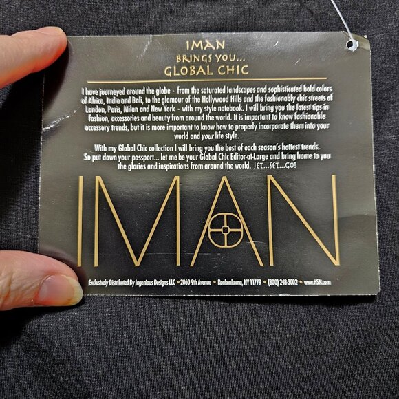 Iman Global Chic Black Top With Smocked Shoulders & Draped Neckline - Picture 5 of 9